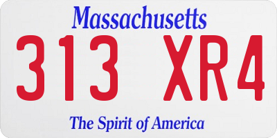MA license plate 313XR4