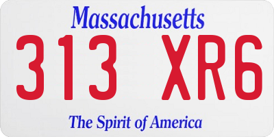 MA license plate 313XR6