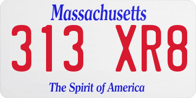 MA license plate 313XR8