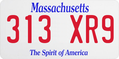 MA license plate 313XR9