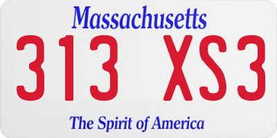 MA license plate 313XS3