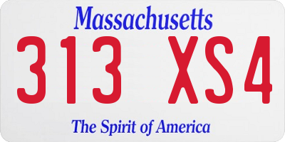 MA license plate 313XS4