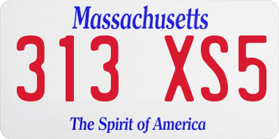 MA license plate 313XS5