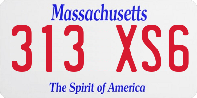MA license plate 313XS6