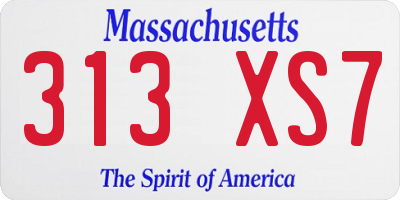 MA license plate 313XS7