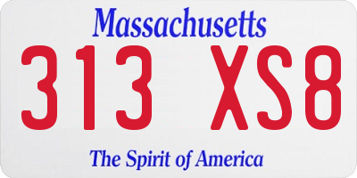 MA license plate 313XS8