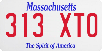 MA license plate 313XT0