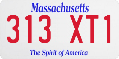 MA license plate 313XT1
