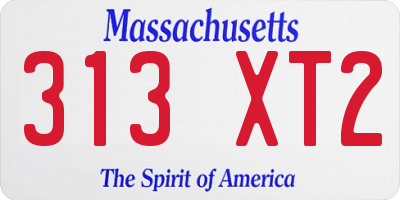 MA license plate 313XT2
