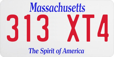 MA license plate 313XT4