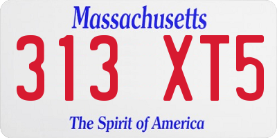MA license plate 313XT5