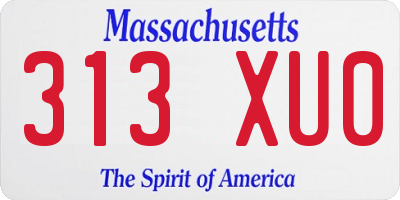MA license plate 313XU0