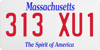 MA license plate 313XU1