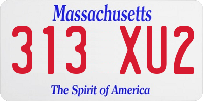 MA license plate 313XU2