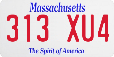 MA license plate 313XU4