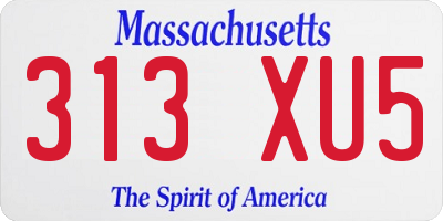 MA license plate 313XU5