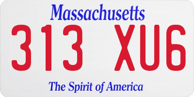 MA license plate 313XU6