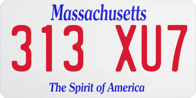 MA license plate 313XU7
