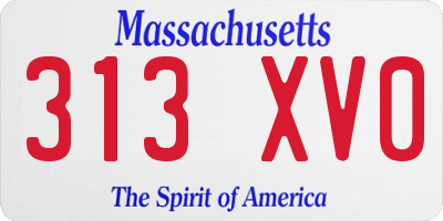 MA license plate 313XV0