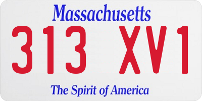 MA license plate 313XV1