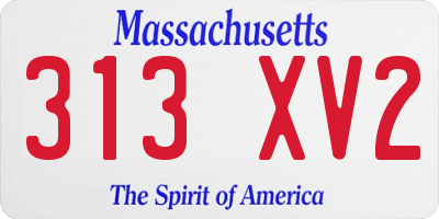 MA license plate 313XV2
