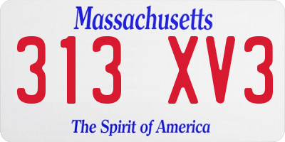 MA license plate 313XV3