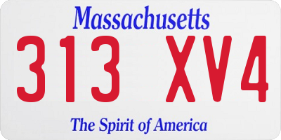 MA license plate 313XV4