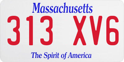 MA license plate 313XV6