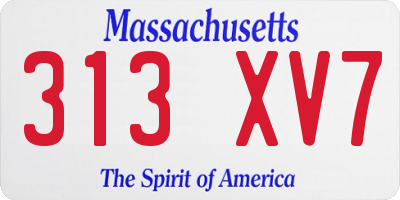 MA license plate 313XV7