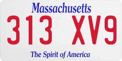 MA license plate 313XV9