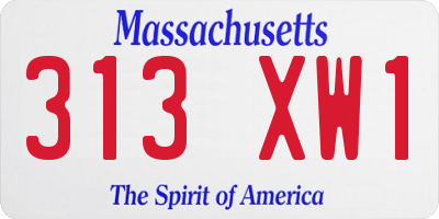 MA license plate 313XW1