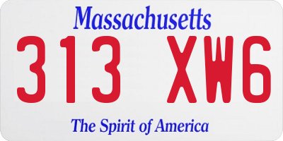 MA license plate 313XW6