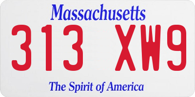 MA license plate 313XW9