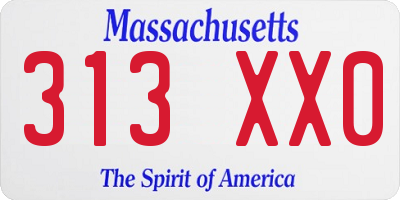 MA license plate 313XX0