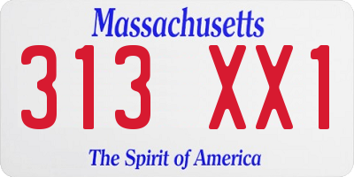 MA license plate 313XX1