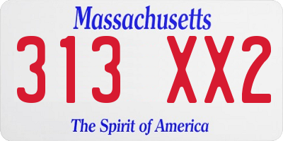 MA license plate 313XX2