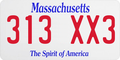 MA license plate 313XX3