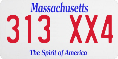 MA license plate 313XX4