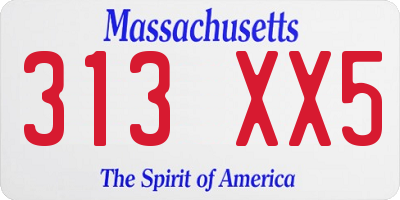 MA license plate 313XX5