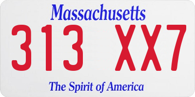 MA license plate 313XX7