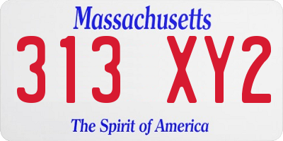 MA license plate 313XY2