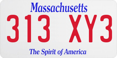 MA license plate 313XY3