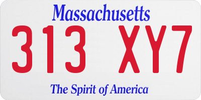 MA license plate 313XY7