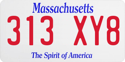 MA license plate 313XY8