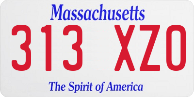 MA license plate 313XZ0