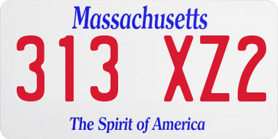 MA license plate 313XZ2
