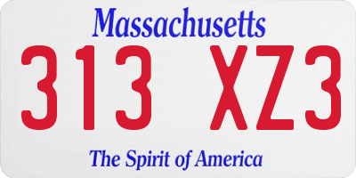 MA license plate 313XZ3