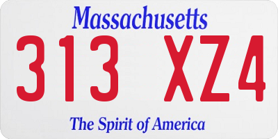 MA license plate 313XZ4