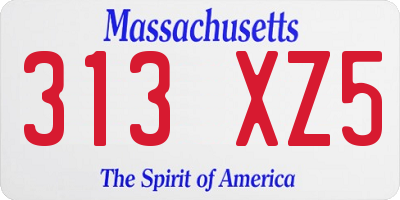 MA license plate 313XZ5