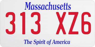 MA license plate 313XZ6